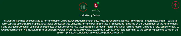 lucky barry casino licence